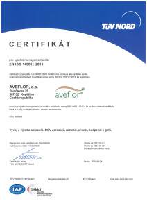 Certificate 14001 2015 CZ