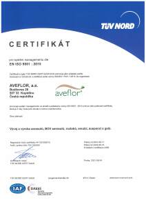 Certificate 9001 2015 CZ